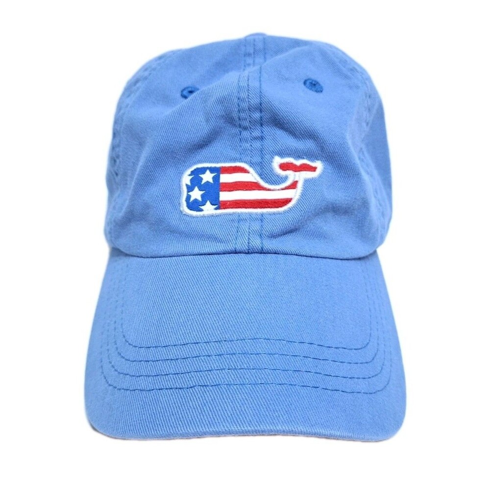 Vineyard Vines Patriotic Red White Blue 4th July Whale Logo Strapback Hat Cap